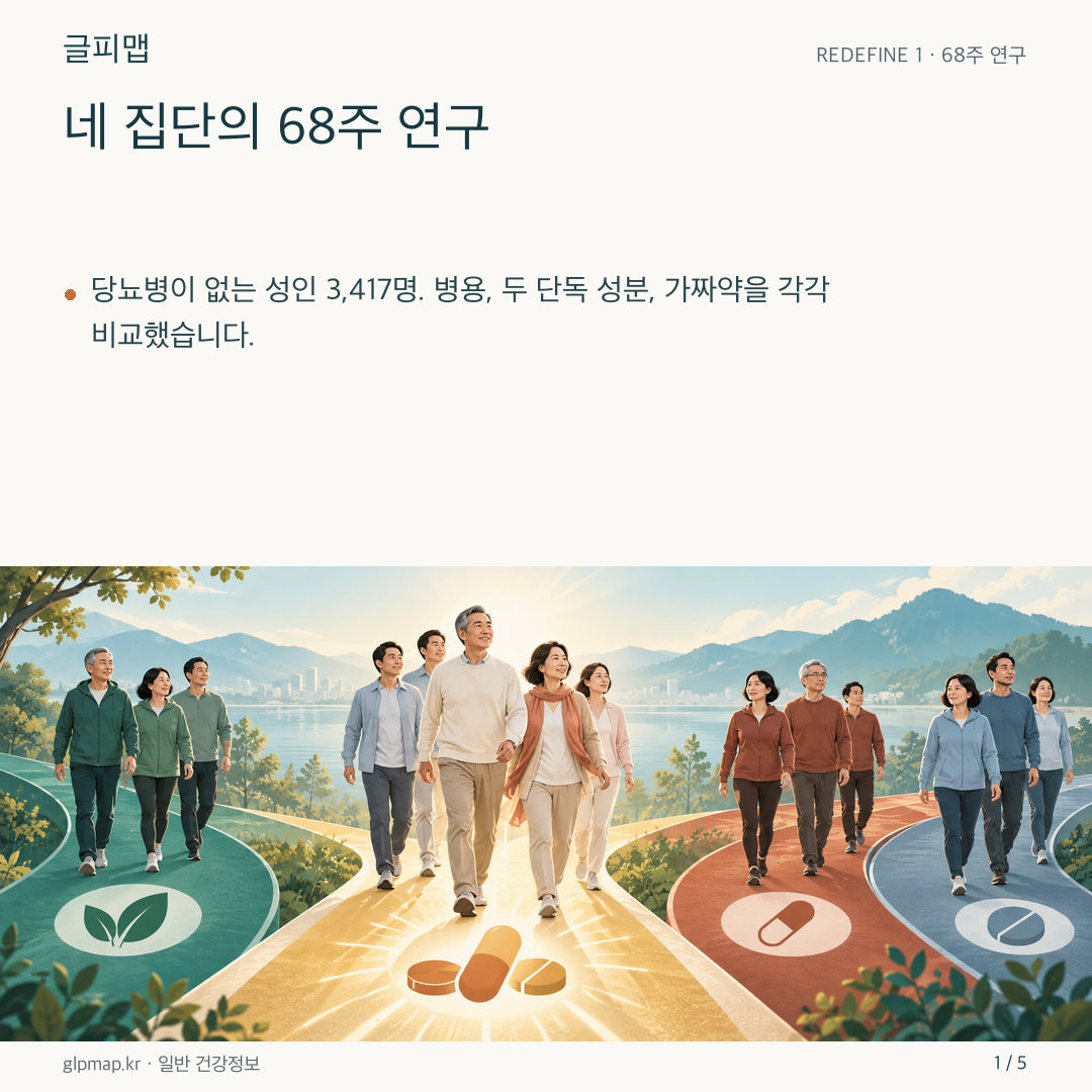 네 연구 집단을 서로 다른 색과 형태로 구분한 그림
