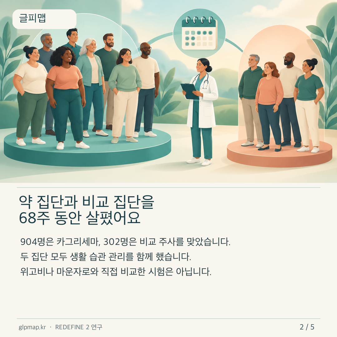 REDEFINE 2의 두 연구 집단과 68주 설계
