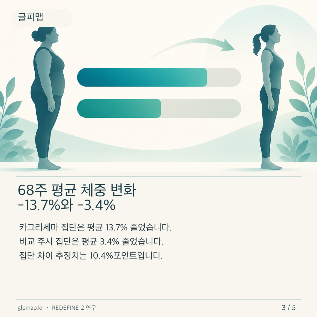 REDEFINE 2 두 집단의 평균 체중 변화