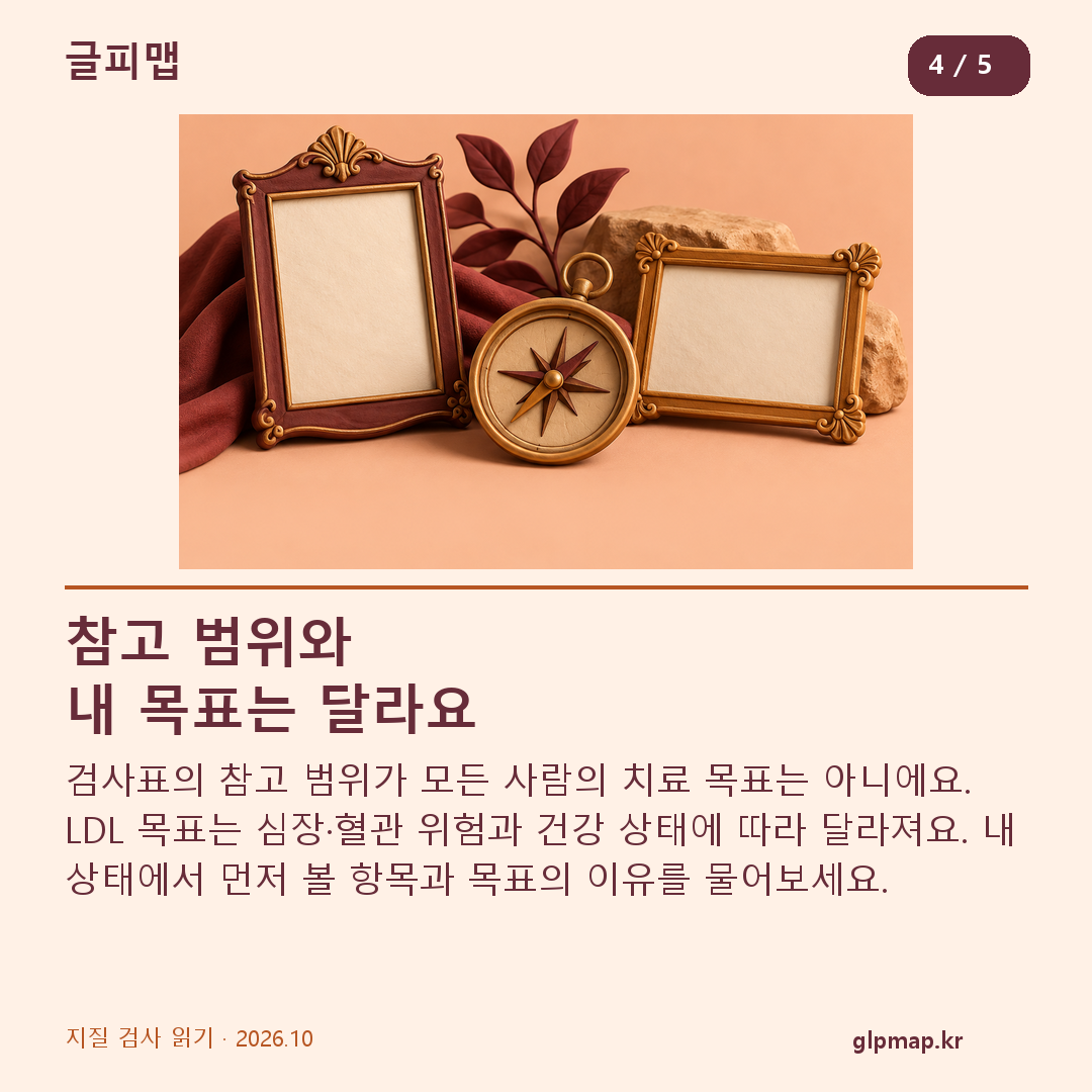 검사표 참고 범위와 개인 치료 목표 구분
