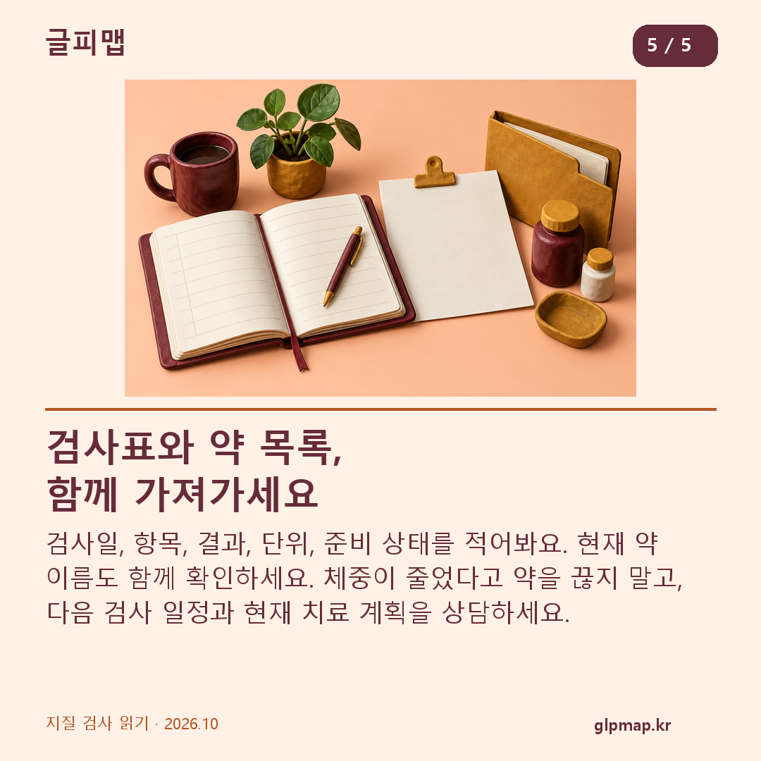지질 검사표 약 목록 다음 검사 계획을 준비하는 방법