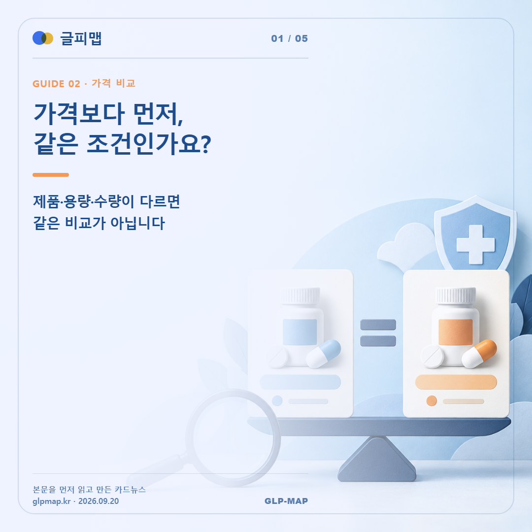 가격보다 먼저, 같은 조건인가요?. 제품·용량·수량이 다르면 같은 비교가 아닙니다