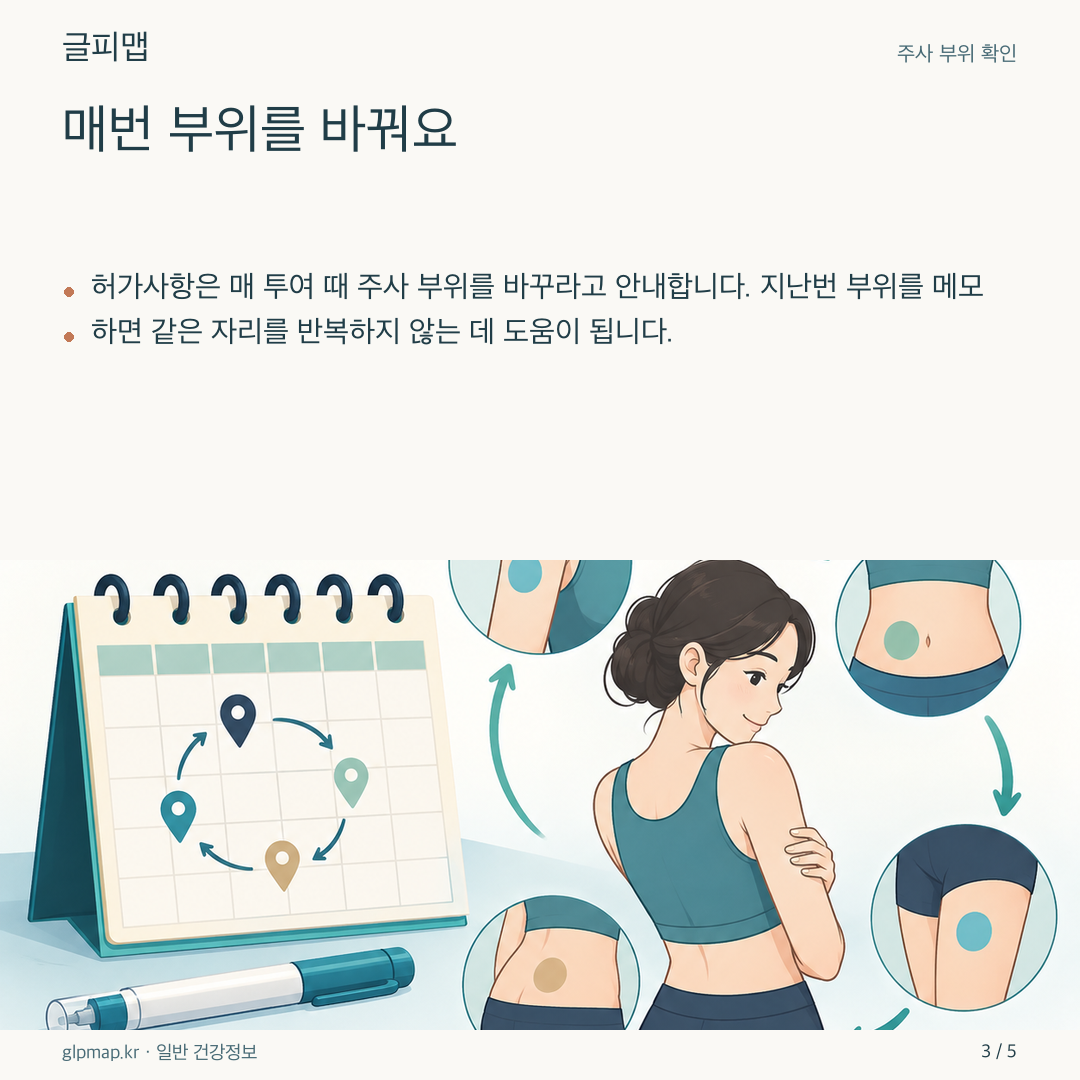 달력과 주사 부위 기록을 함께 그린 삽화