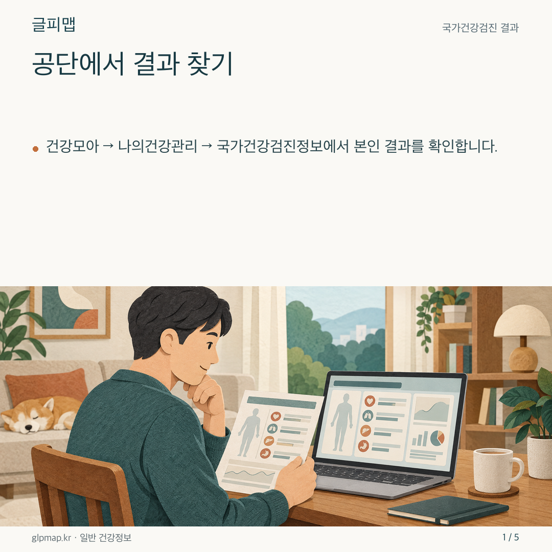 국민건강보험공단의 검진 결과 메뉴를 추상화한 그림