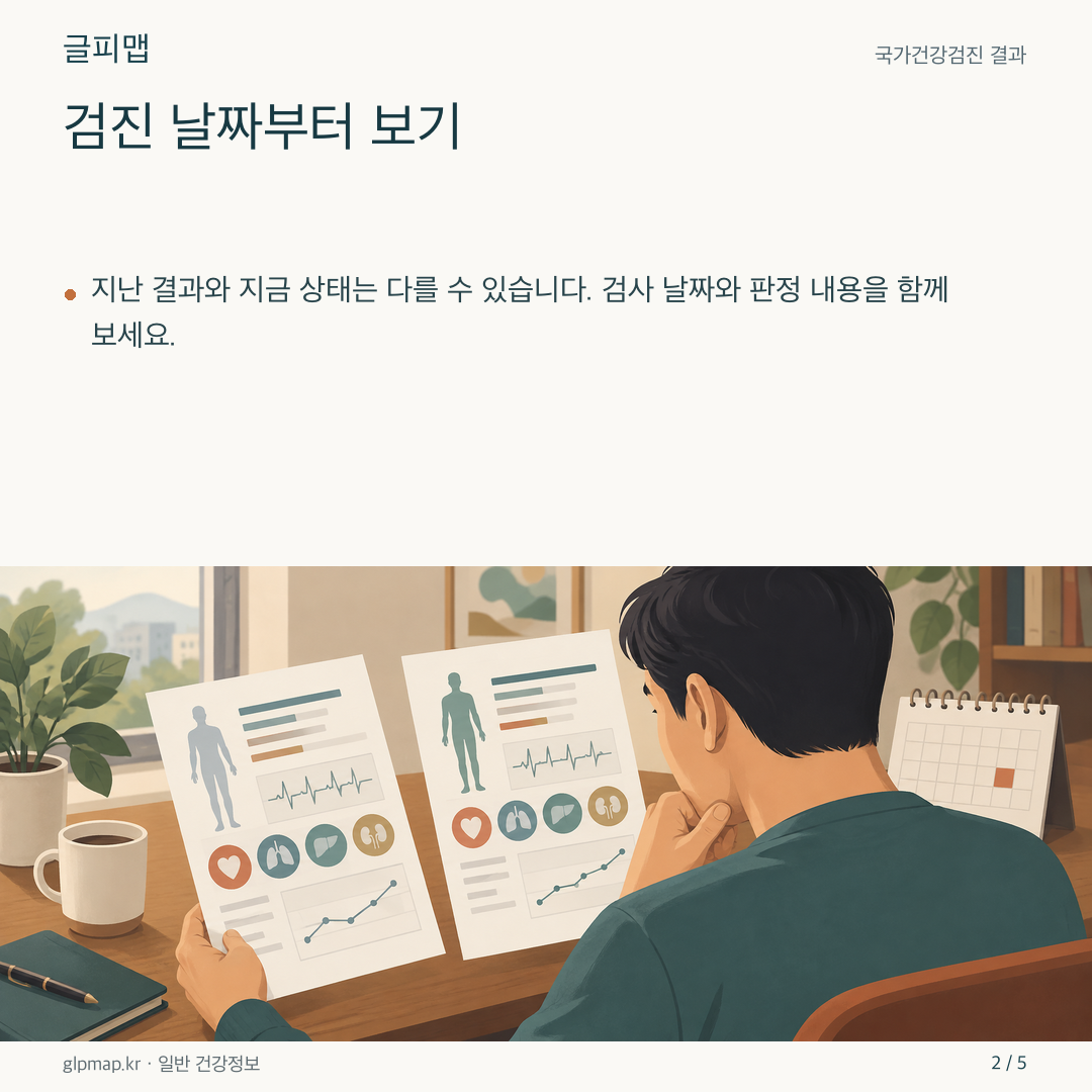 연도별 검진 결과와 날짜를 나란히 둔 그림