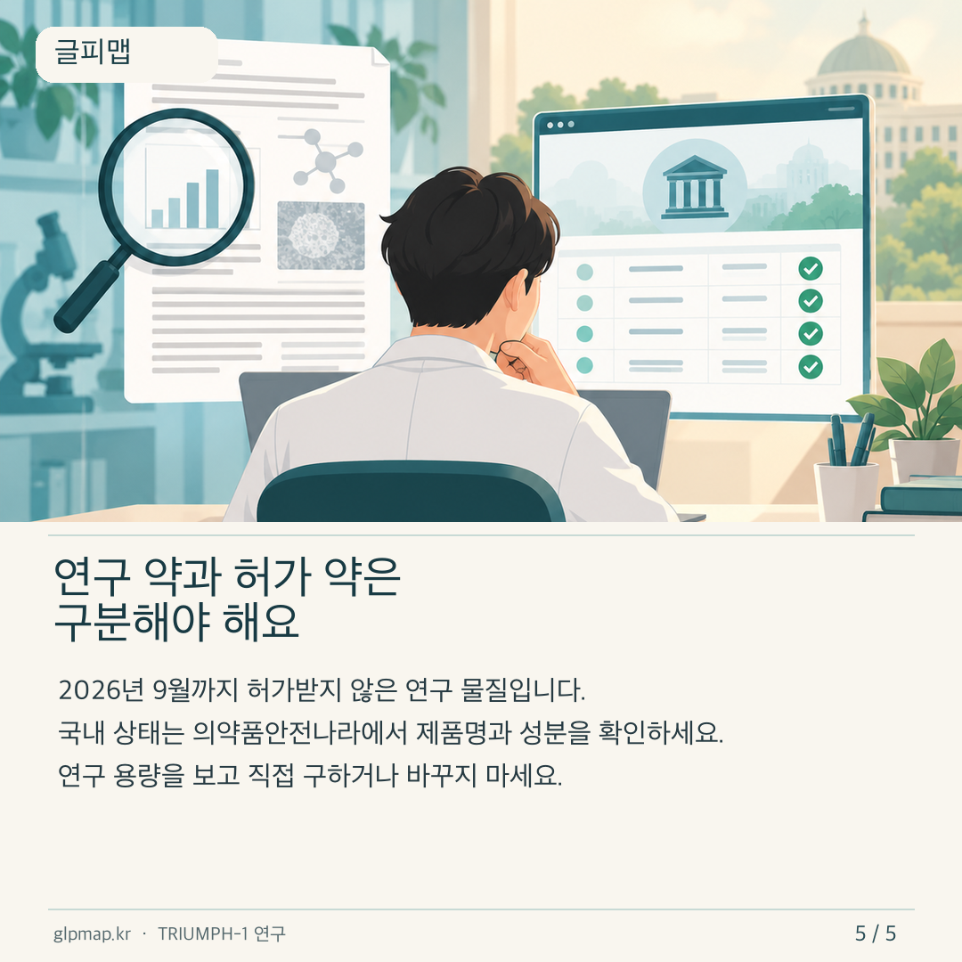 레타트루타이드 연구 결과와 의약품 허가 상태 구분