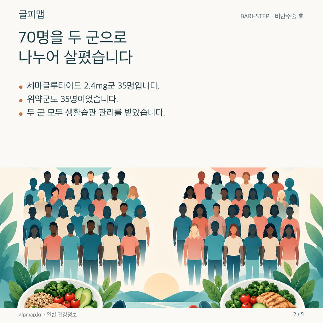 두 연구군과 생활습관 관리를 나타낸 그림