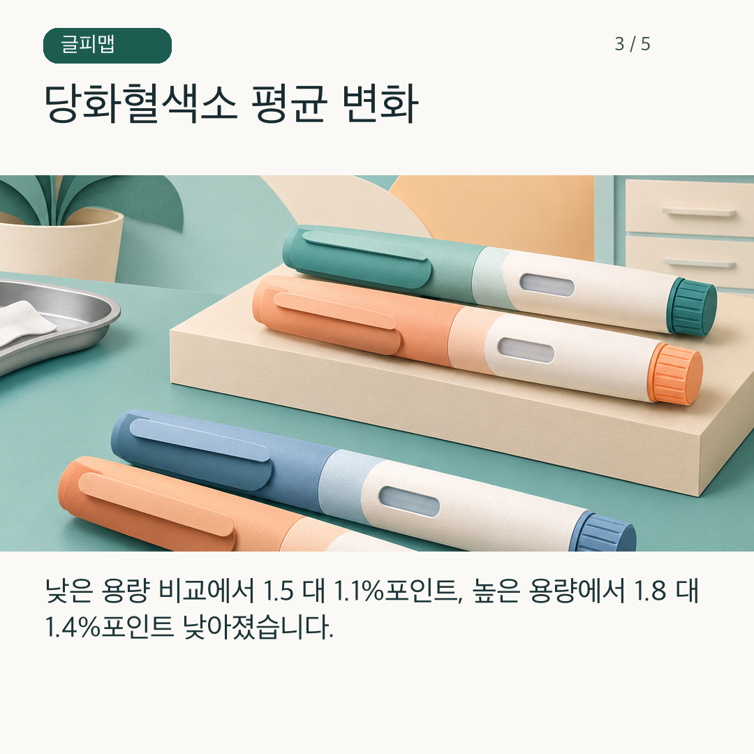 두 비교군의 당화혈색소 변화를 막대로 보여 주는 그림