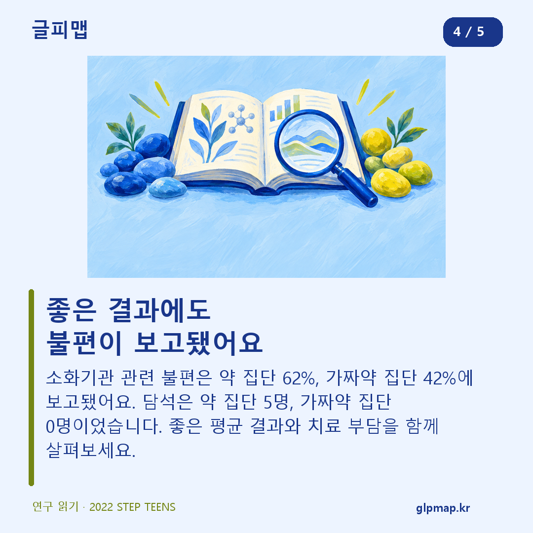 STEP TEENS의 소화기관 이상반응과 담석 결과