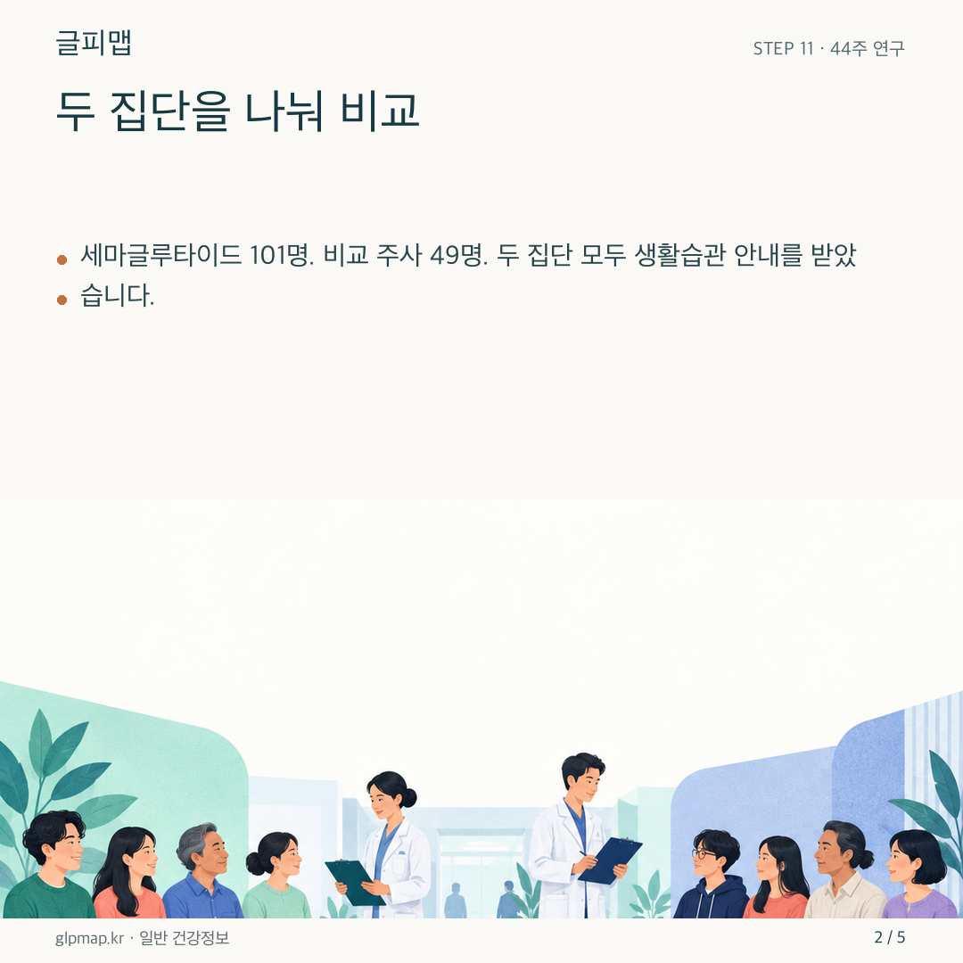 서로 다른 두 연구 집단의 배정을 나타낸 그림