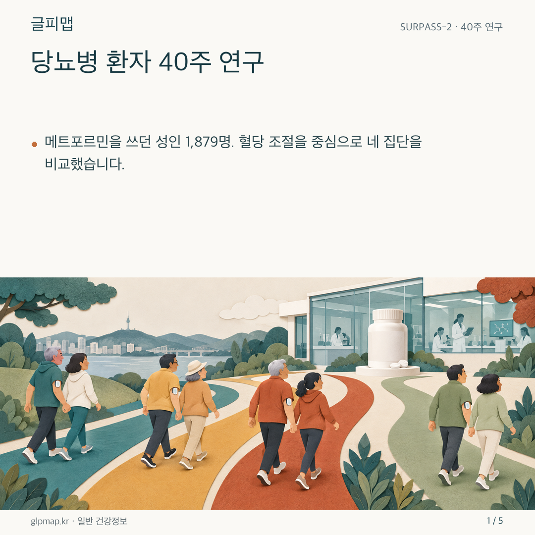 당뇨병 진료와 네 연구 집단을 나타낸 그림