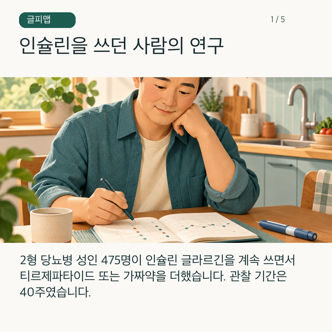 인슐린 치료 기록을 살펴보는 환자와 연구 자료 그림