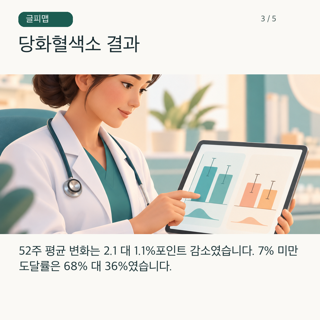 두 치료군의 당화혈색소 결과를 비교하는 그림