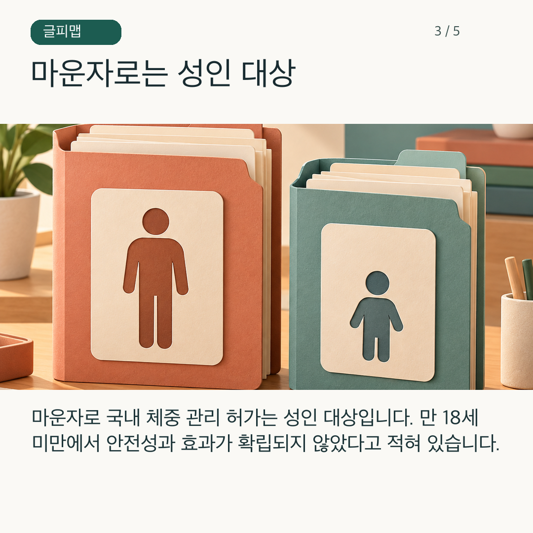 마운자로 허가 문서의 연령 대상을 살펴보는 그림