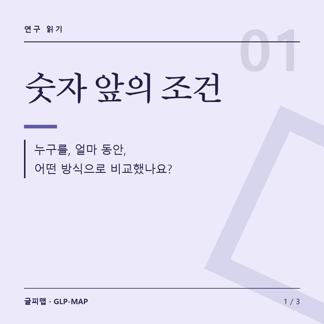 연구 읽기: 숫자 앞의 조건. 누구를, 얼마 동안, 어떤 방식으로 비교했나요?