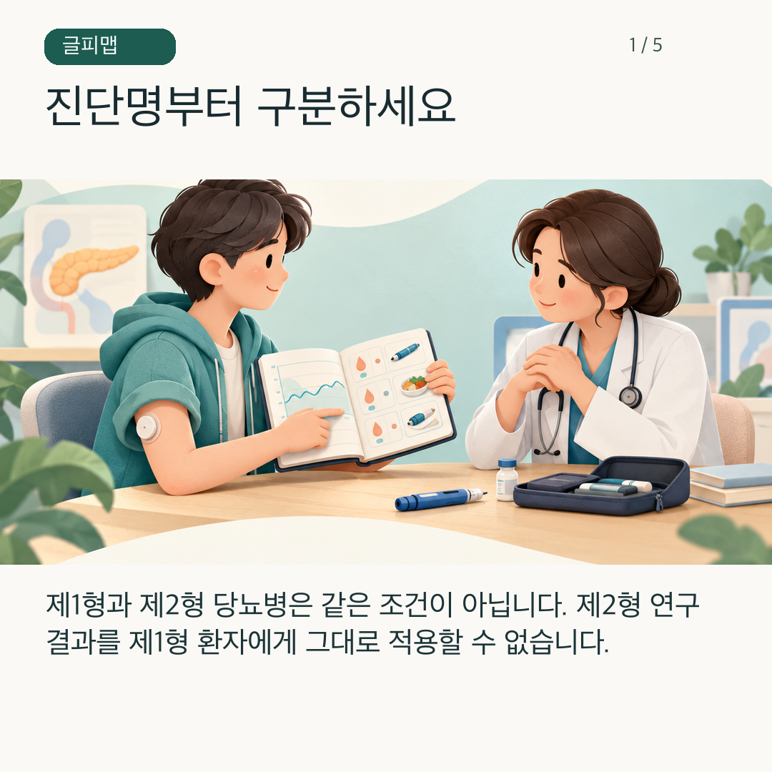 환자가 진료실에서 당뇨병 진단 기록을 확인하는 그림