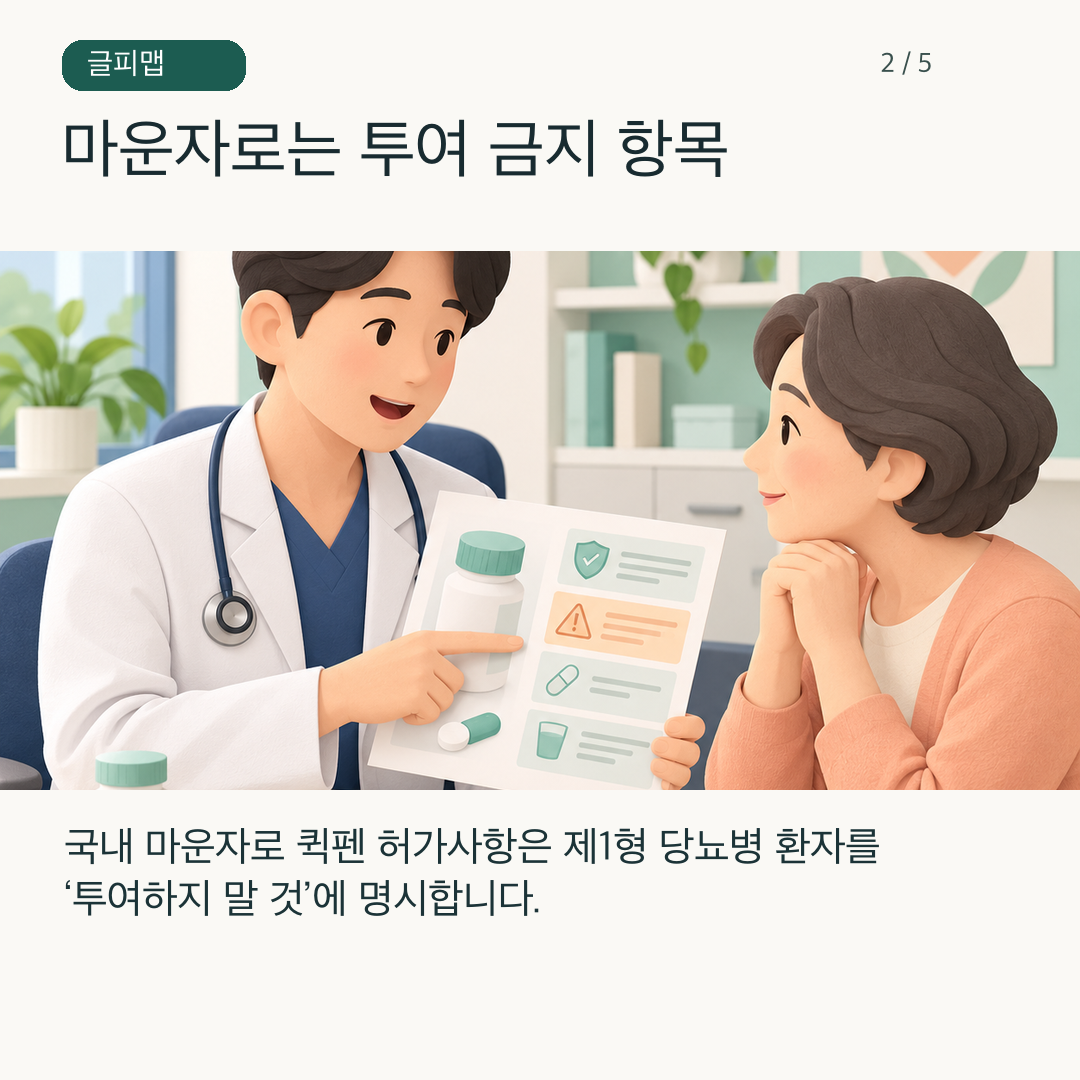 마운자로 국내 허가 문서의 투여 금지 항목을 살펴보는 그림