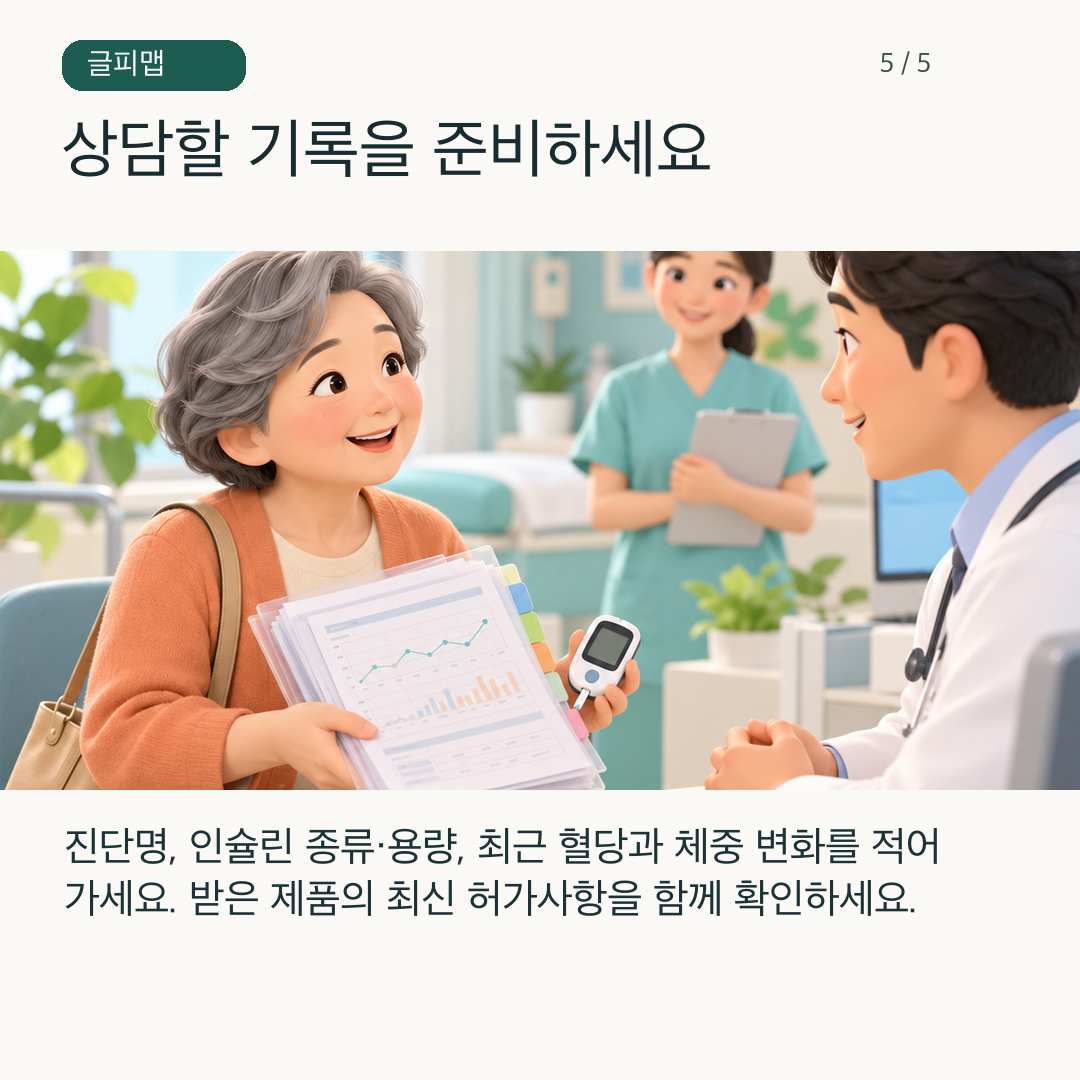 환자가 진료 전 치료 기록을 정리해 의료진에게 보여 주는 그림